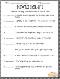 the worksheet for an economic check - up is shown in black and white