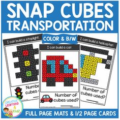 snap cubes transportation color and bw game