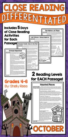 the close reading differentiated book for halloween