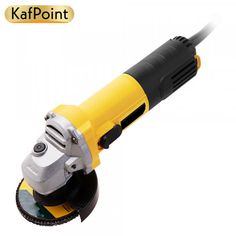 a yellow and black electric polisher on a white background