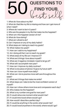 Mindfulness Journal Prompts, 50 Questions, Journal Inspiration Writing, Self Care Bullet Journal, Life Questions