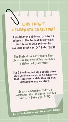 a piece of paper with the words why i don't celebrate christmas