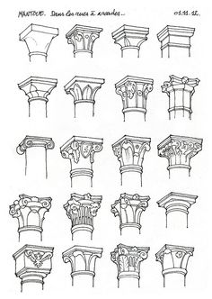 various architectural styles and designs from the 19th century, including corbels and balconies