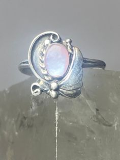 "Mother of pearl Ring southwest pinky sterling silver women girl u Size 2 Weight 1.1g Length 1/2\" Width 3/8\" Thinnest part 1/16\" Free Shipping & Free Postal Insurance Delivered in a Gift Box If you do not want the ring polished and want to leave the natural patina please let me know at the time of purchase as I do polish rings before I ship rings out. Thanks Free First Class shipping and postal insurance is included. If you want to upgrade to priority kindly pay an additional fee to do so. Th Poison Ring, Plain Rings, Size 10 Rings, Pearl Ring, Vintage Love, Women Girl, Mother Of Pearl, Rings Statement, Turquoise Ring