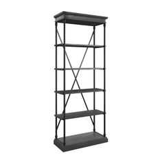 a black book shelf with three shelves on each side