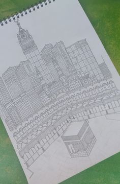 Islam muslim holy land makkah mecca saudi arabia pencil sketch drawing Makkah Drawing Pencil, Mosque Architecture Drawing, Makkah Drawing, Makkah Art, Mosque Art, Boho Art Drawings