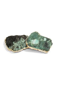 two pieces of green and black marble