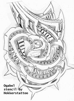 a drawing of a spiral design with the words oogabel stenc1 by hoikersttattoo