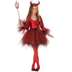 Not all girls want to be a little goody two shoes for Halloween. The Classic Devil Girls Costume will let your daughter show off her bad side when she goes trick-r-treating. Outfit includes a bright red dress with flaming sleeves and skirt, a horned headband, and even a little pitchfork to poke pesky sinners with. Check out our online catalog for more savings on costumes and accessories! Vampire Kids, Perfect Halloween Costume, Kids Halloween Costume, Devil Girl, Devil Costume, Stage Costume, Stylish Jackets, Kids Halloween, Polyester Dress