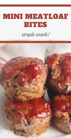 mini meatloaf bites on a plate with ketchup