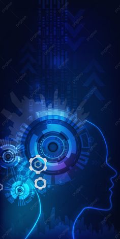 the silhouette of a person's head with gears coming out of it and an abstract background