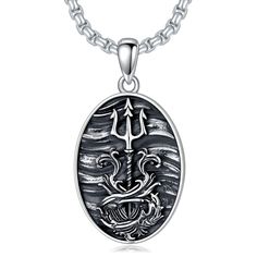 PRICES MAY VARY. 🤍DESGIN🤍 The trident medal pendant shows the weapons of Neptune and Poseidon in ancient Greek mythology, guarding the peace of the sea and the safety of sailors. this Poseidon jewelry idea is from Ancient Greek. 🤍MATERIAL🤍 Poseidon trident amulet pendant is made of 100% 925 sterling silver, which is nickel-free, lead-free and cadmium-free, 2.5 mm 22+2 in long rolo chain is stainless steel. It is hypoallergenic, so you're no need to worry it will turn green or black to your b Poseidon Jewelry, Poseidon Necklace, Ancient Pendant, Trident Pendant, Trident Necklace, St Michael Necklace, Poseidon Trident, Greek Mythology Jewelry, Ocean Pendant