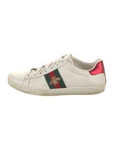 Gucci Leather Low Top SneakersWhitePrintedWeb Accent & Bee AccentRound-Toes with Embroidered AccentLace-Up Closure at UppersDesigner Fit: Sneakers by Gucci typically run a half size large.Unfortunately, due to restrictions, this item may not be eligible for shipping in all areas. Gucci Designer High-top Sneakers With Embroidered Logo, Gucci High-top Sneakers With Logo Detail, Gucci Custom Low-top Sneakers With Logo Print, Gucci Lace-up Sneakers With Embroidered Logo, Gucci Low-top Sneakers With Logo Detail, Gucci Ace Sneakers, Celine Sunglasses, Gucci Leather, Flat Sneakers