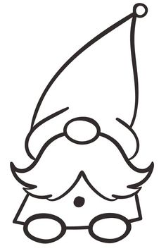 a black and white drawing of a santa hat