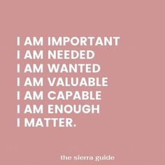 the quote i am important i am needed i am wanted i am valuable i am capable i am enough i matter