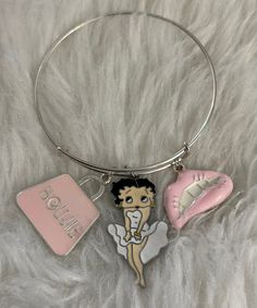 White dress Betty boop charm Casual Charm Bracelet For Party, Vintage Charm Bracelet For Party, Retro Pink Nickel-free Jewelry, Pink Nickel-free Charm Bracelet, Betty Boop Bracelet, Betty Boop Jewelry, Betty Dress, Pink Lips, Betty Boop