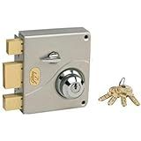 a combination lock with two keys attached to the keyhole and an open padlock