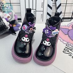 Girls Shoes Miniso Sanrio Kuromi Martin Boots Kawaii Anime Winter Waterproof Cotton Shoes Cartoon Kuromi Shoes, Cute Babys, Anime Winter, Shoes Cartoon, Sanrio Kuromi, Martin Boots, Number Two, Toy Figures