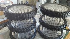 three black tires stacked on top of each other