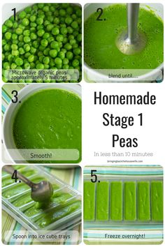 the steps to making homemade stage 1 peas