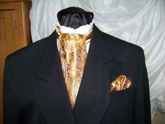 Fitted Gold Tie For Semi-formal Occasions, Ladybug Purse, Mens Ascot, Cravat Tie, Ascot Ties, Gold Paisley, Victorian Costume, Square Photos, Mens Neck Ties