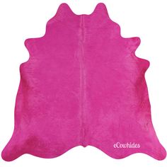 a pink cowhide rug with the word coutridges on it's side