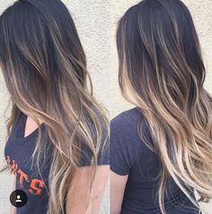 Dark to light balayage ombre Balayage Long Hair, Rambut Brunette, Black Hair Balayage, Brown Ombre Hair, Natural Hairstyle, Red Highlights, Hair Color Highlights