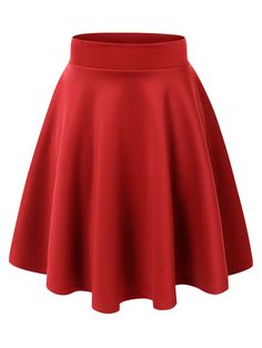 Women's Basic Versatile Stretchy Flared Casual Mini Skater Skirt - DAILYHAUTE Flared Skater Skirt, Mini Skater Skirt, Flared Mini Skirt, Metallic Skirt, Red Skirt, Party Skirt, Red Skirts, Womens Basic, Flowy Skirt