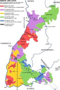 a map of germany with all the major cities and their respective towns in different colors