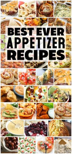 the cover of best ever appetizer recipes, with pictures of different foods and vegetables