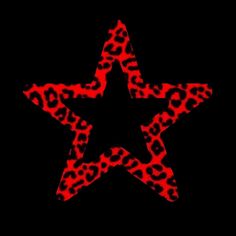 a red leopard print star on a black background