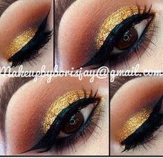 Orange smokey eye with gold glitter Bronze Smokey Eye, Blusher Makeup, Gold Smokey Eye, Best Makeup Artist, The Best Makeup, Physical Beauty, Gold Eyes, Kiss Makeup, Fall Makeup