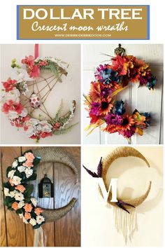 dollar tree wreaths with flowers and other decorations