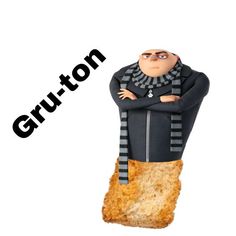 a cartoon character with his arms crossed and the word gruton above him is written in black