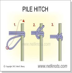 the diagram shows how to tie a knot on poles with two different ropes, and one is