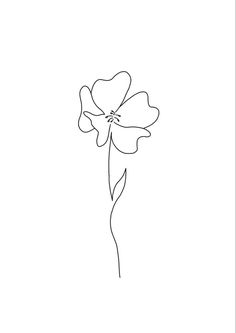 a single line drawing of a flower on a white background