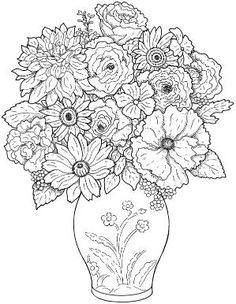 flowers in a vase coloring page