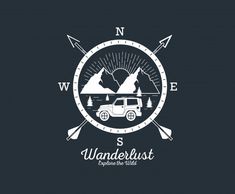 the logo for s wanderlust explore the wild, which features an image of a camper van and mountains