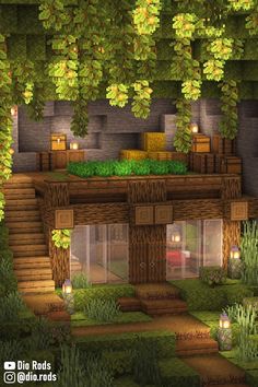 Minecraft Lush Cave, Minecraft Cave House, Lush Cave, Minecraft Roof, Minecraft House Ideas, Minecraft Interior Design