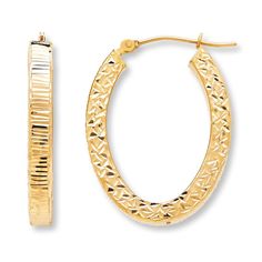 Textured finishes and squared edges lend extra style to these pretty hoop earrings for her. Crafted in 10K yellow gold, the earrings secure with snap-lock clasps. Yellow Gold Rectangular Hoop Earrings, Tarnish Resistant, Rectangular 14k Yellow Gold Hoop Earrings, 14k Yellow Gold Rectangular Hoop Earrings, Rectangular Yellow Gold Hoop Earrings, Rectangular Yellow Gold Hoop Earrings For Anniversary, Yellow Gold Rectangular Hoop Earrings, Yellow Gold Rectangular Hoop Earrings For Anniversary, Gold Stock, Jewelry Advice