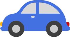 a blue car is shown on a white background and has two wheels that are facing the same direction