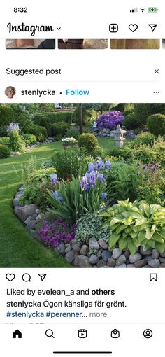 the instagram page shows an image of a garden