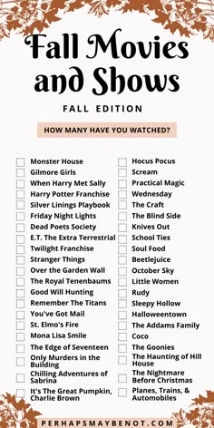 the fall movies and shows list