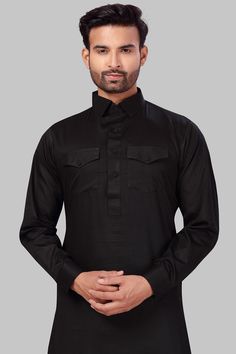 Product Features: Top Color: Black Bottom Color: Black Work: Solid Top Fabric: Fine poly and cotton mix Bottom Fabric: Fine poly and cotton mix Pack Of: 1 Pathani : 1 Salwar Occasion: Partywear Disclaimer: There will be slight difference in digital to actual image Festive Black Cotton Shirt, Formal Black Cotton Top, Black Cotton Semi-formal Shirt, Semi-formal Black Cotton Shirt, Black Semi-formal Kurta For Festive Occasions, Casual Black Festive Kurta, Black Long Sleeve Top For Semi-formal Occasions, Black Long Sleeve Kurta For Formal Occasions, Black Cotton Long Sleeve Kurta