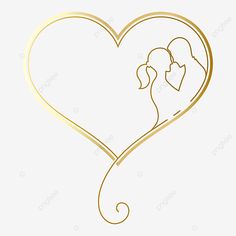 a golden heart shaped frame with a bride and groom in it, wedding, love, decoration png and psd