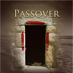 an open window with the word passover painted on it's side in white and red