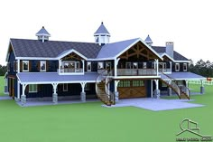 this is an artist's rendering of a large house with porches and balconies