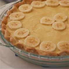 there is a pie with bananas on it