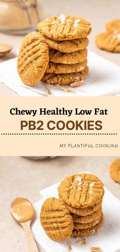 These soft and chewy PB2 peanut butter cookies are great as a healthy snack or dessert! Low in both fat and calories, and is easy to make. Low Calorie Vegan Cookies, Easy Low Calorie Cookies, Low Calorie Peanut Butter Cups, Low Calorie Cereal Recipe, Low Calorie Pb2 Recipes, Low Fat Cookies Healthy, Low Calorie Vegan Dessert, Low Calorie Cookies Recipes, Peanut Butter Powder Cookies