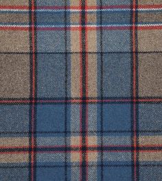 a blue and brown plaid fabric